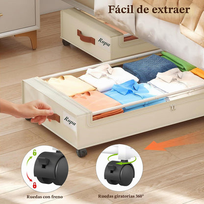 Yecaye Almacenamiento debajo de la cama con ruedas, paquete de 2, c...