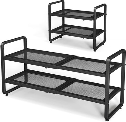 Zapatero de metal expandible para armario, entrada y garaje, 2 nive...