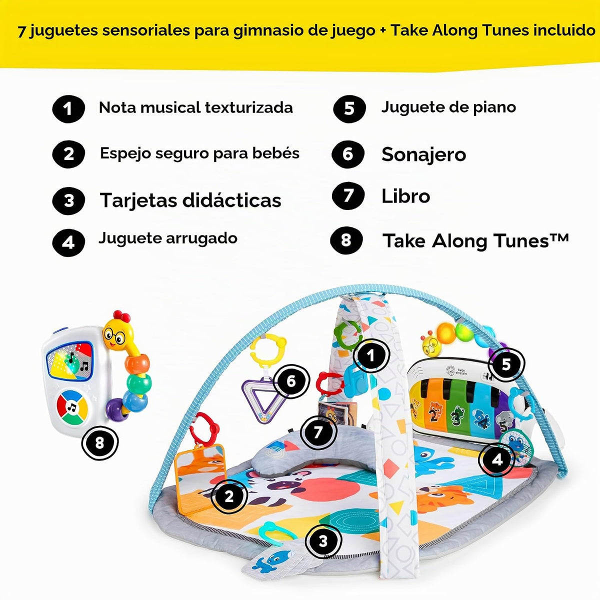 Baby Einstein Kickin Tunes - Paquete 5 en 1, gimnasio de descubrimi...
