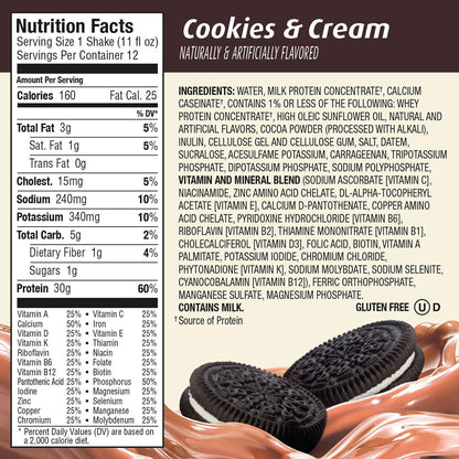 Batido de proteínas Premier Protein, galletas y crema, 12 unidades