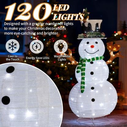 VINGLI Muñeco de Nieve Iluminado de 4 Pies, Decoraciones de Navidad...