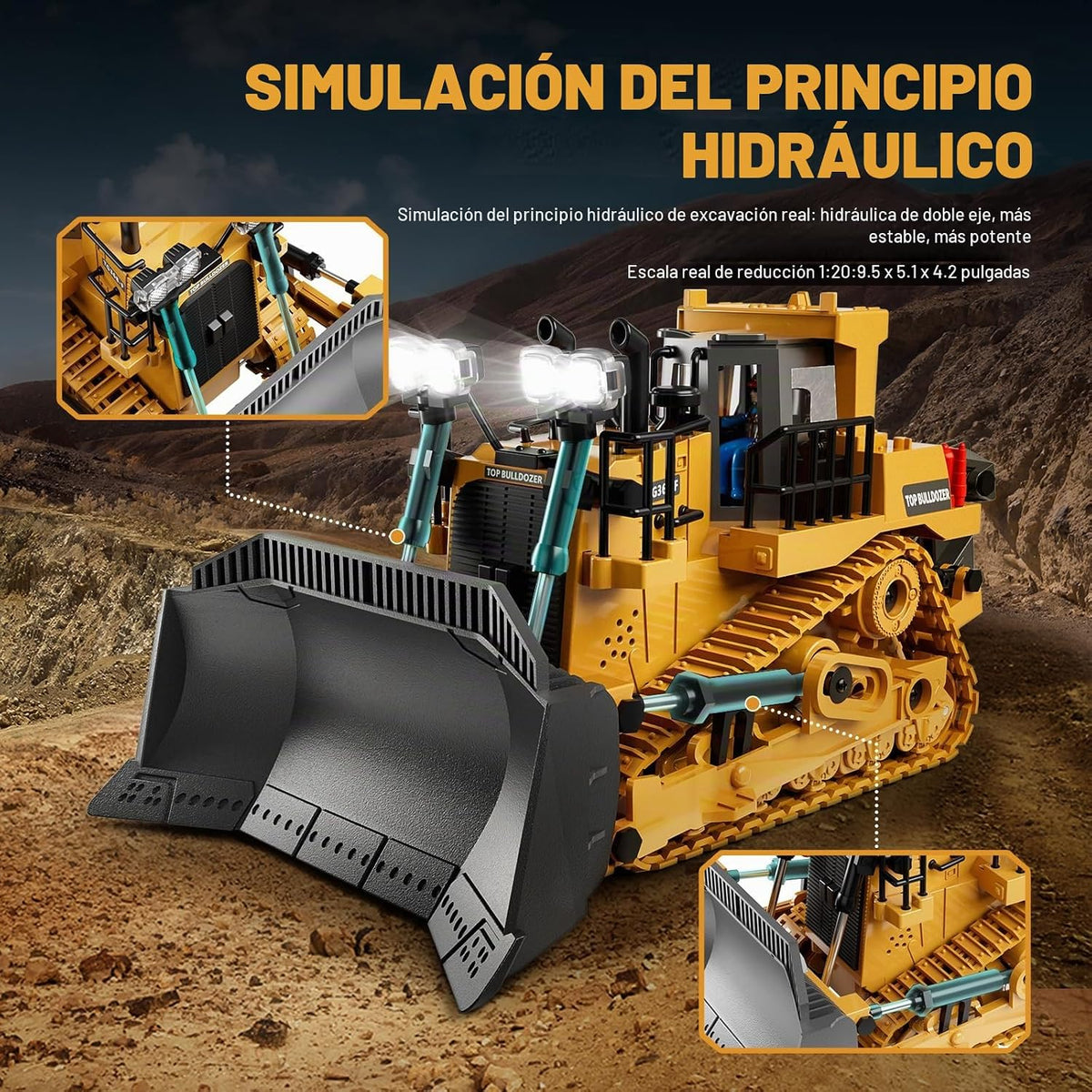 KIDMARKT Juguete de metal a control remoto para niños, tractor de 9...