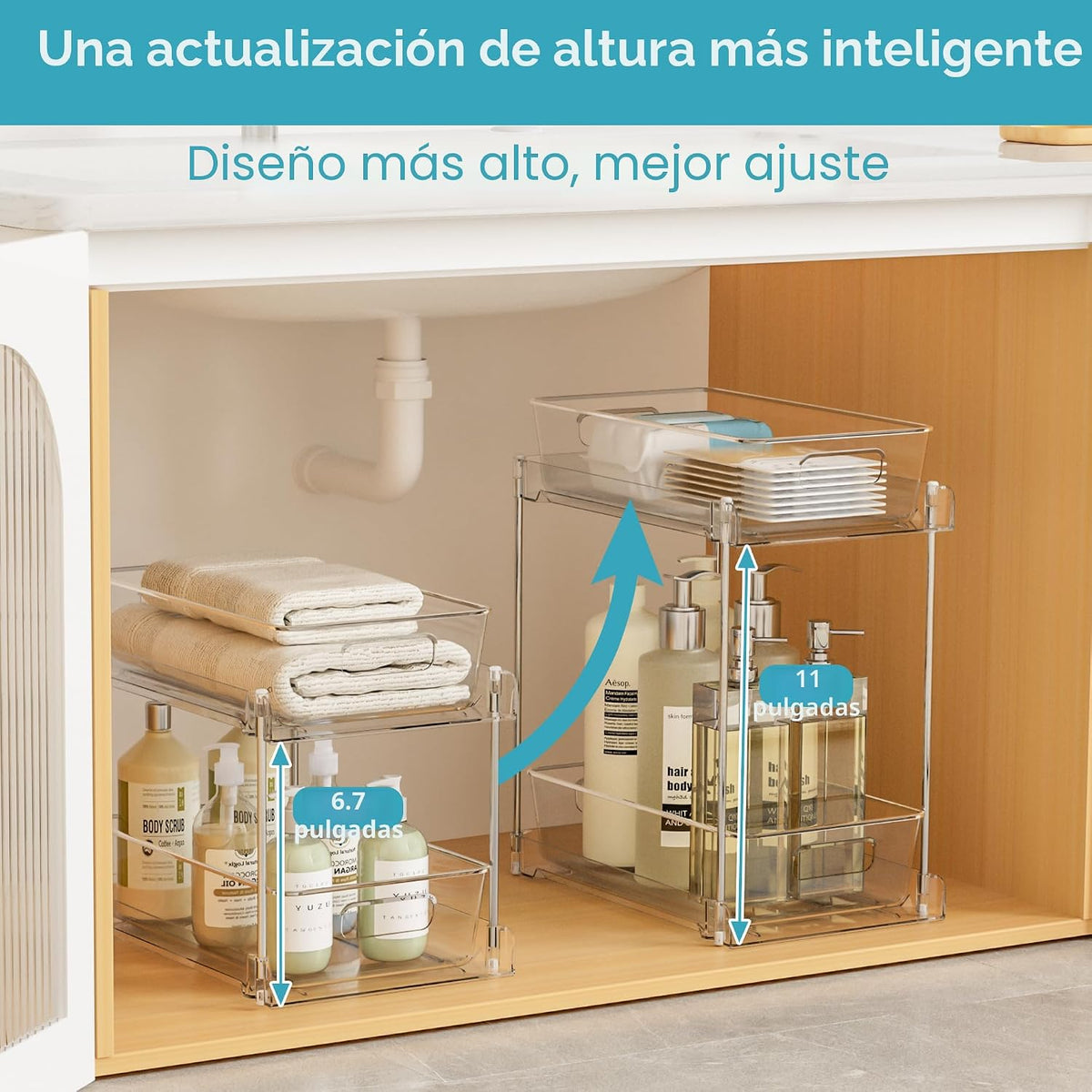 Vtopmart - Paquete de 2 organizadores extraíbles para debajo del fr...