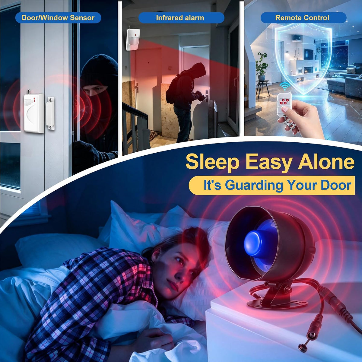 Kit de sistema de alarma de seguridad WiFi, inalámbrico de 120 db,...