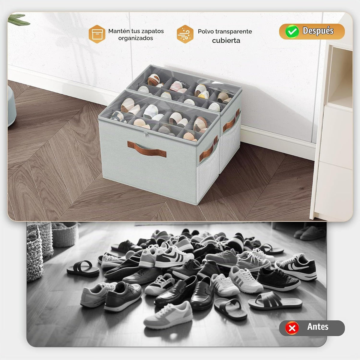 Paquete de 2 organizadores de zapatos para armario, almacenamiento...