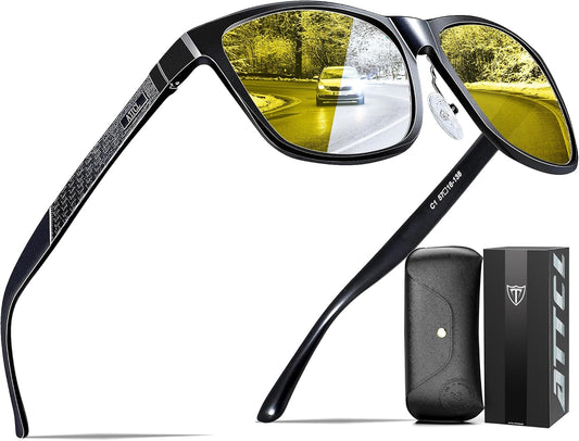 ATTCL Gafas de sol polarizadas para hombre Al-Mg Metal ultraligeras...