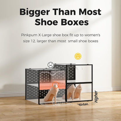 Pinkpum Paquete de 12 cajas de almacenamiento de zapatos grandes |...