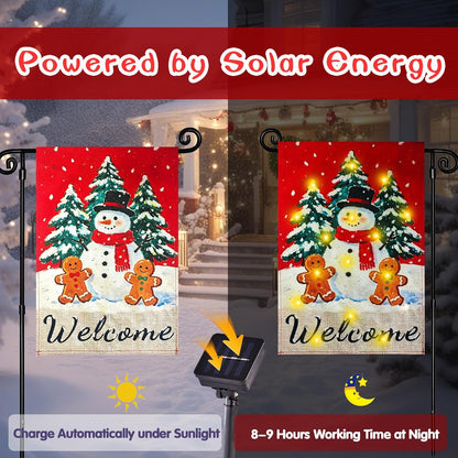 Bandera de jardín de Navidad iluminada para exteriores, 8 modos LED...