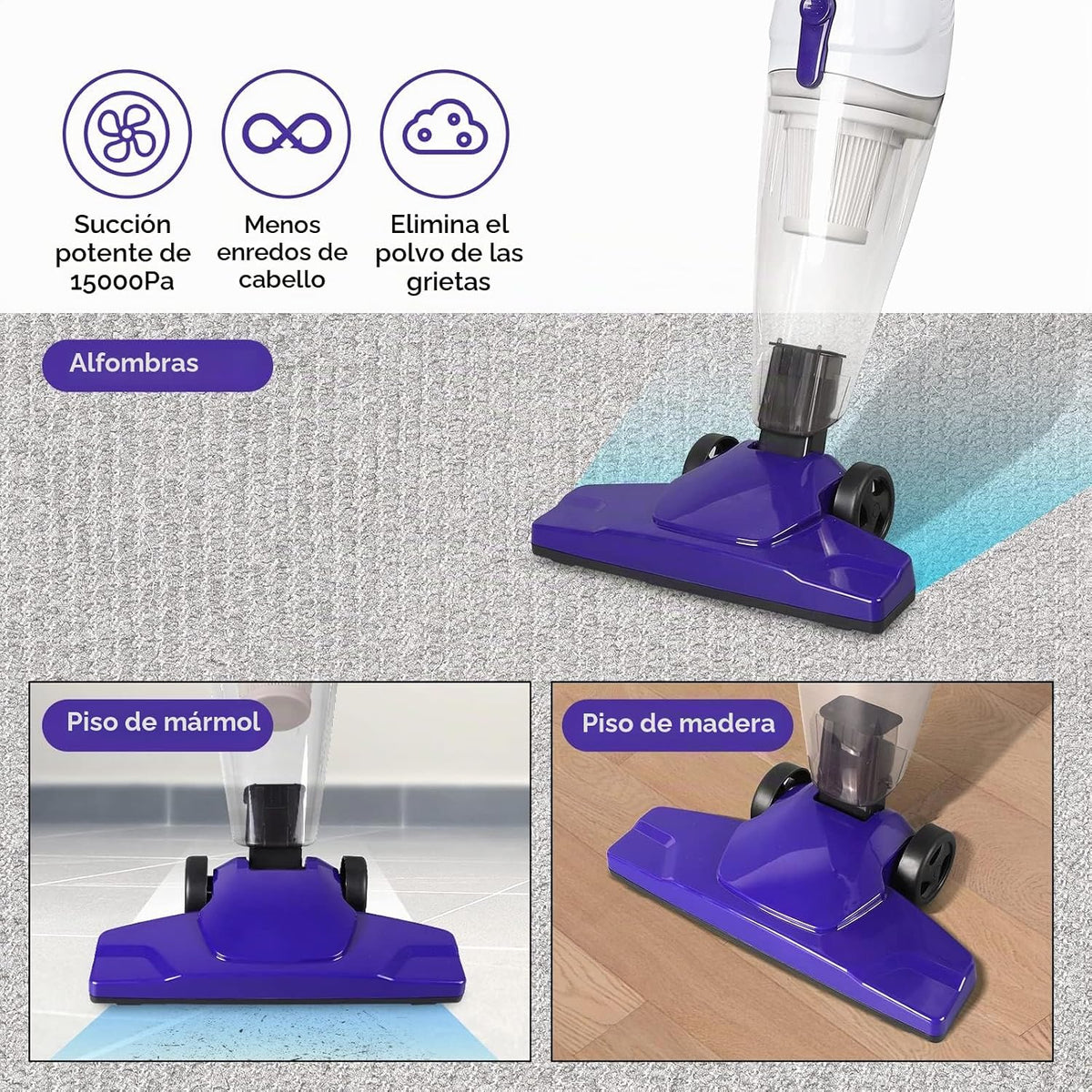 Intercleaner - Aspiradora con cable, 15 KPa de potente succión con...