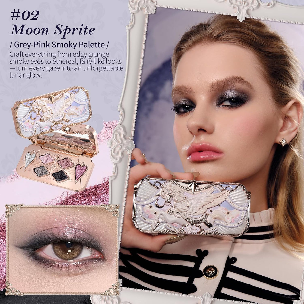 Flower Knows Knight Unicorn - Paleta de maquillaje satinado de 6 co...