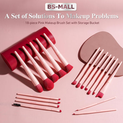 BS-MALL Juego de 18 brochas de maquillaje sintéticas de alta calida...