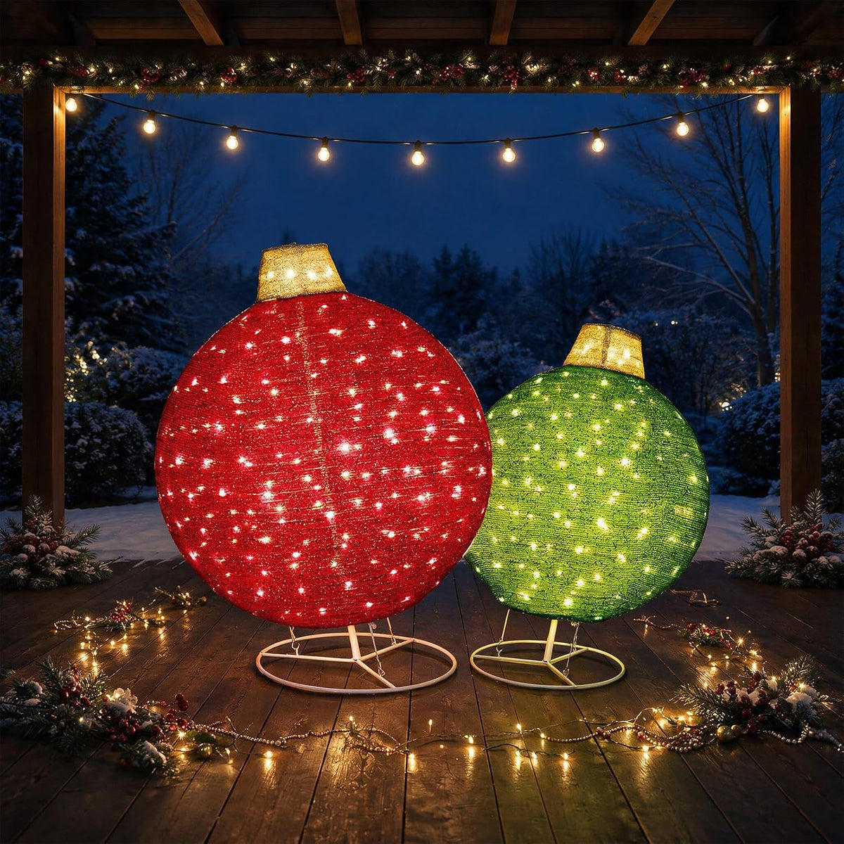 Arborvigro Paquete de 2 adornos de Navidad plegables de 30 y 24 pul...