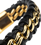 SERASAR | Pulsera de cuero genuino de primera calidad [acero] para...