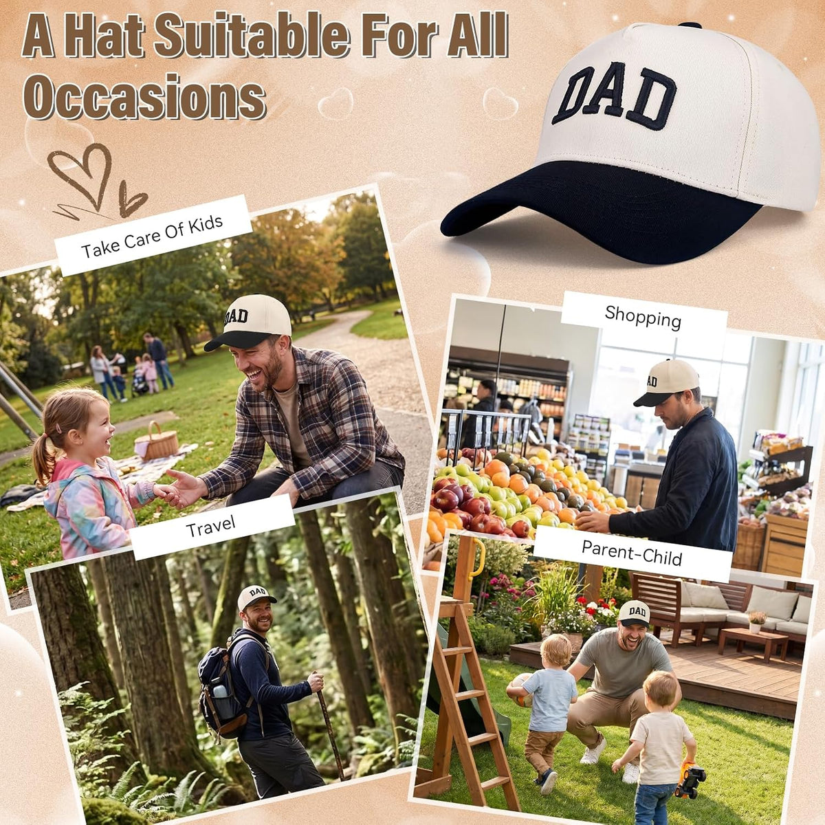 Abdkw Sombrero para papá para hombres, regalos para papá de hija, e...