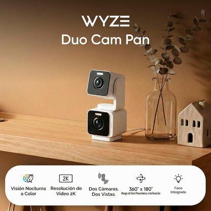 WYZE Duo Cam Pan, paquete de 2 unidades, para interiores y exterior...