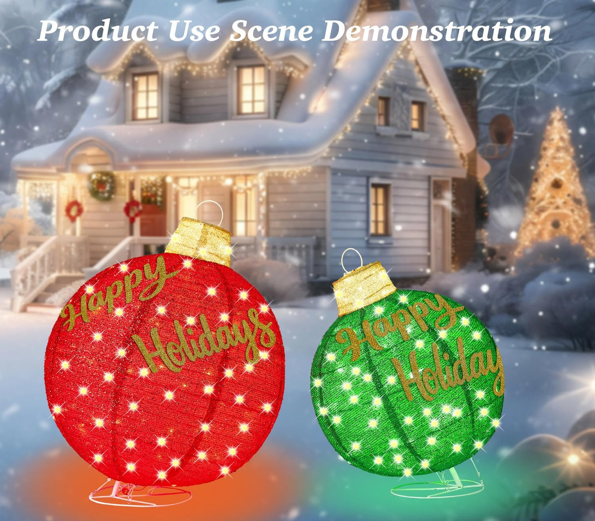 Juego de 2 adornos navideños iluminados de 3 pies, ampliables para...