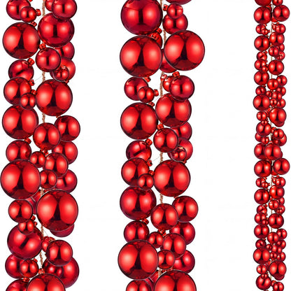 Yuxung - 2 guirnaldas de bolas de Navidad de 6 pies, color rojo | B...