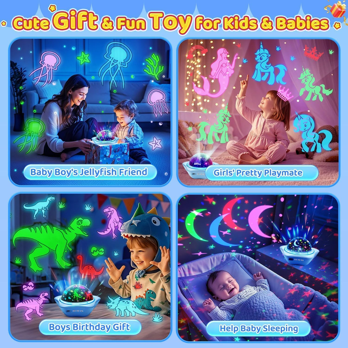 Luz nocturna para niños juguetes sensoriales, 6 películas de luz de...