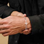 M MOOHAM Pulsera de cruz chapada en oro\/plata de 14 quilates para...