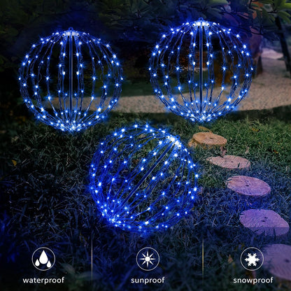 Paquete de 3 bolas de luz de Navidad, decoración de esfera plegable...