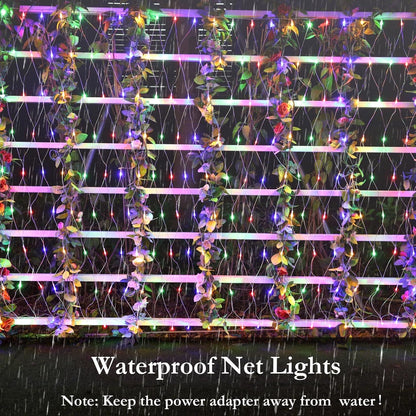 Joomer Luces de red de Navidad de 12 pies x 5 pies, luces de malla...