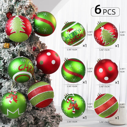 Lanpn 6 piezas de adornos de Navidad extra grandes de 6 pulgadas pa...