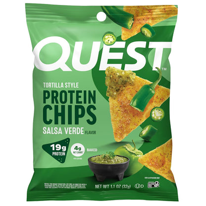 Quest Nutrition - Chips de proteína estilo tortilla, salsa verde, 0...