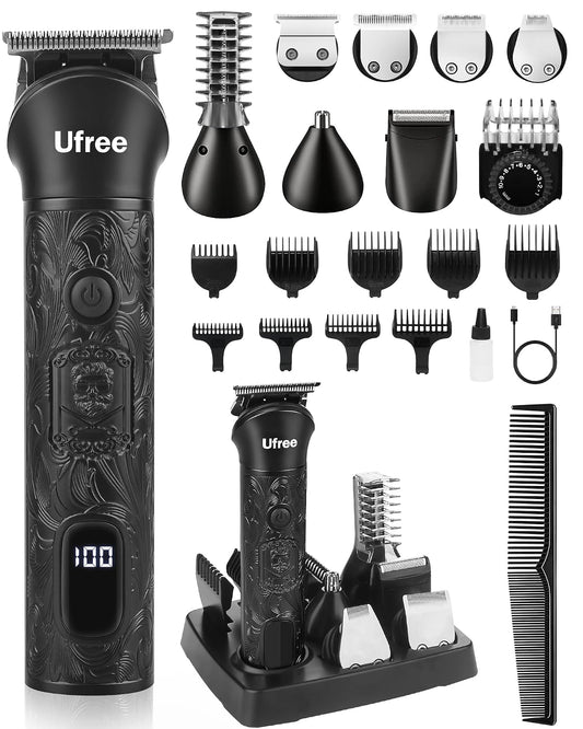 Ufree Recortadora de barba 7 en 1 para hombres, afeitadora eléctric...