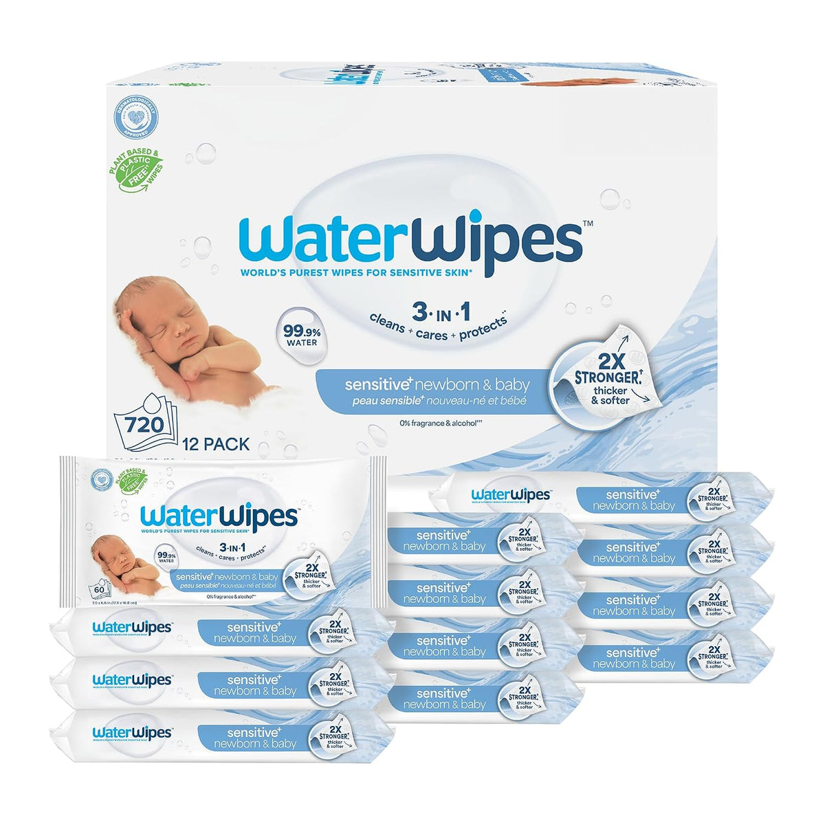 Toallitas Húmedas para Bebés WaterWipes, 852401006026, Blanco, 1, 12