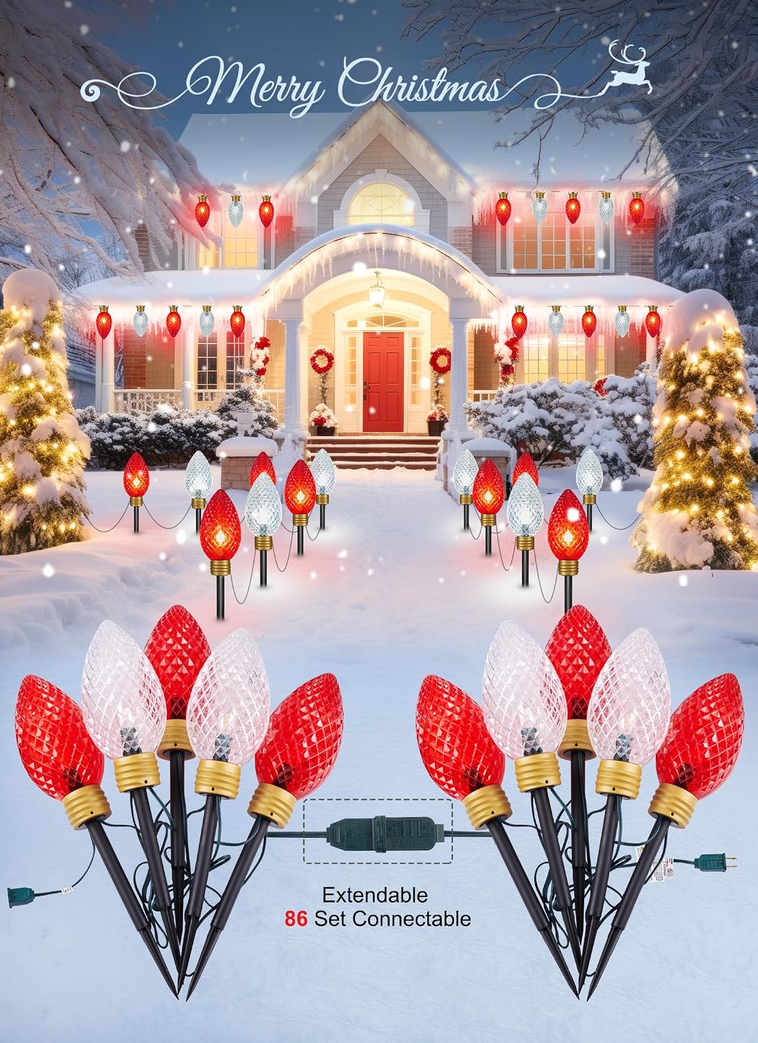 Brigtown Strawberry Super Jumbo C9 Luces de camino de Navidad para...