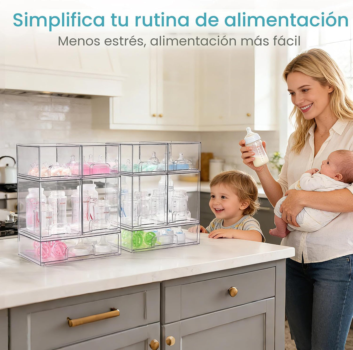 Vtopmart Juego de 10 cajones de almacenamiento apilables transparen...