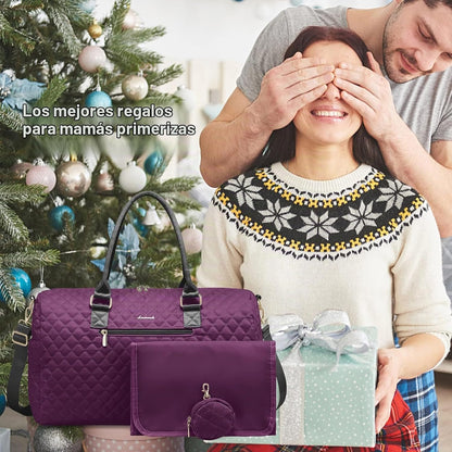 LOVEVOOK Bolsa de pañales con funda para chupete y cambiador, bolsa...