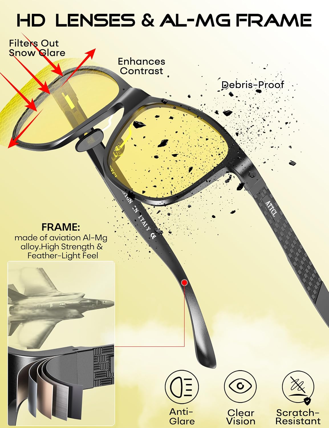 ATTCL Gafas de sol polarizadas para hombre Al-Mg Metal ultraligeras...
