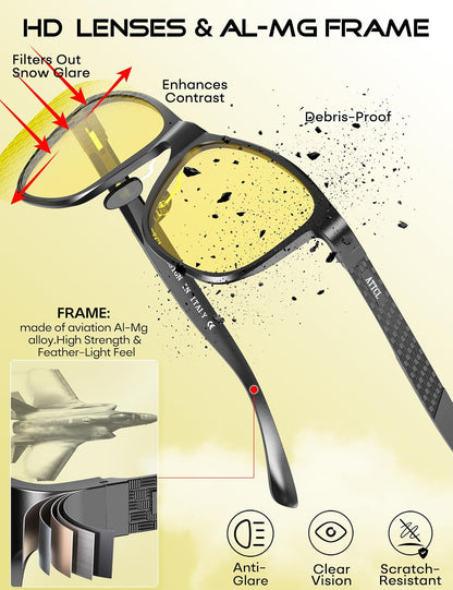 ATTCL Gafas de sol polarizadas para hombre Al-Mg Metal ultraligeras...