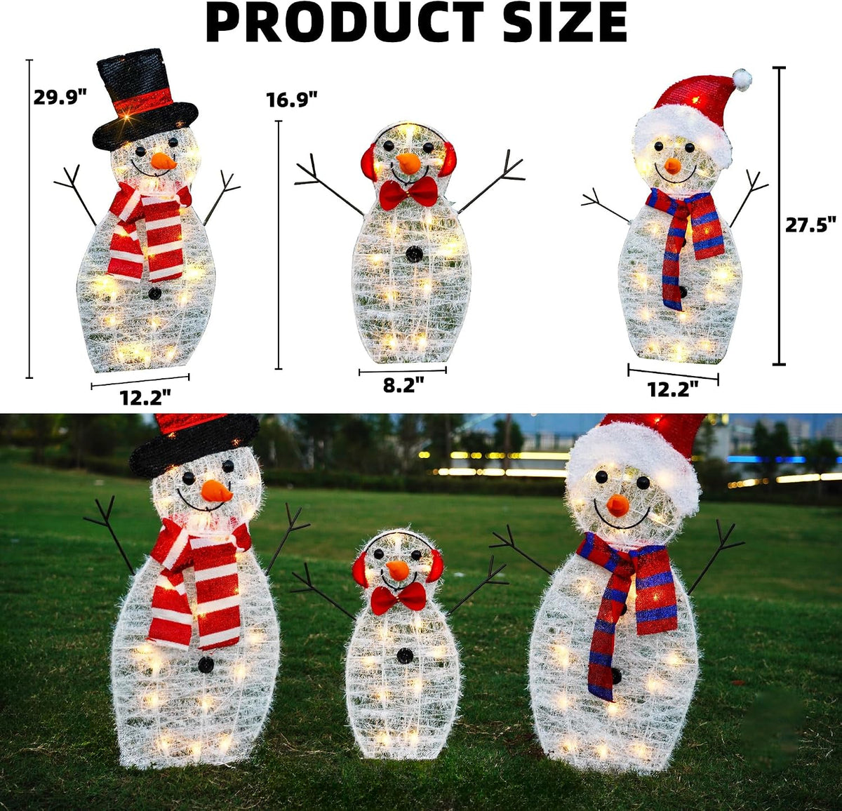 Decoración de muñeco de nieve iluminado brillante para exteriores |...