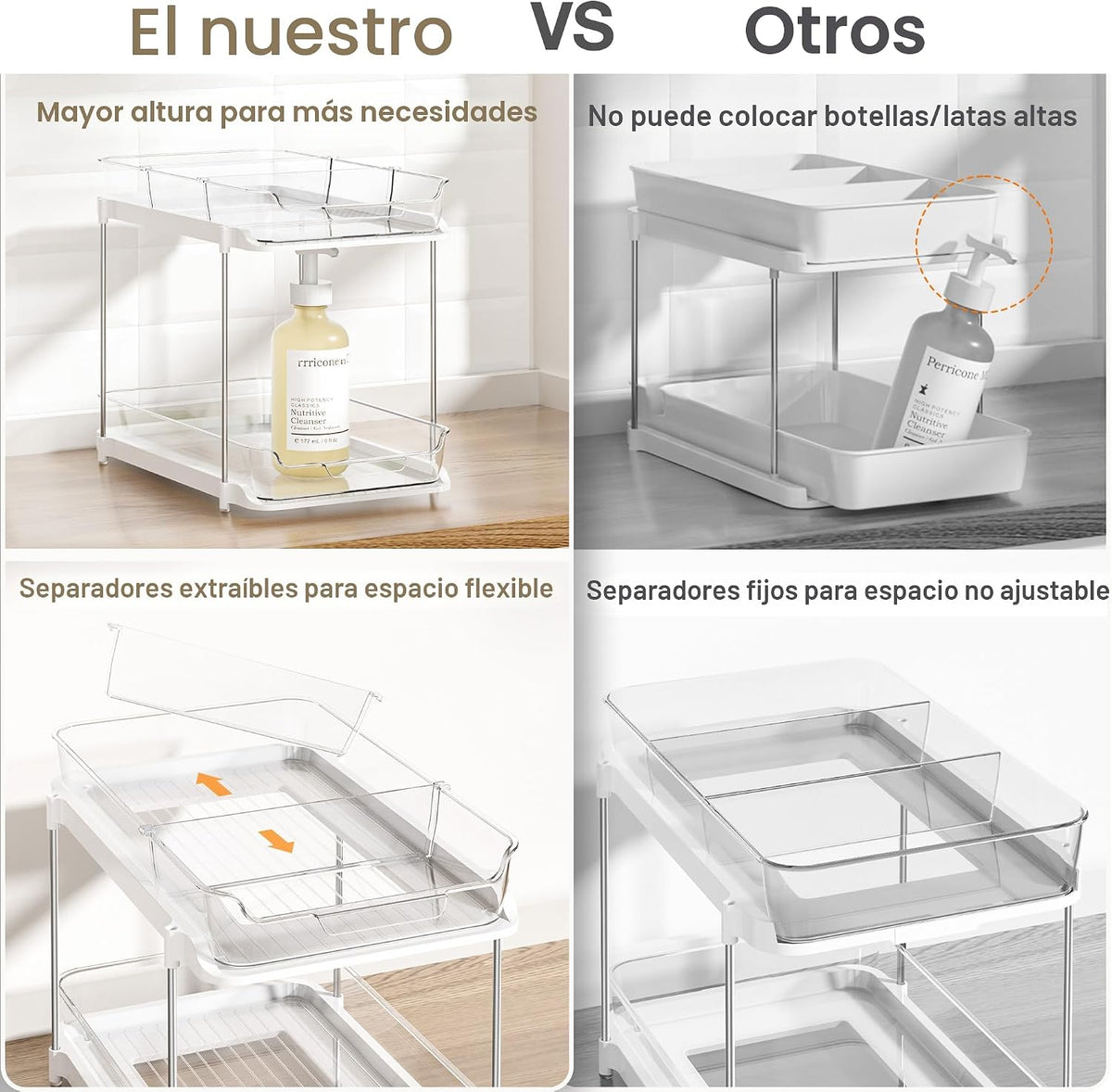Delamu Organizadores y almacenamiento multiusos de 2 niveles para d...