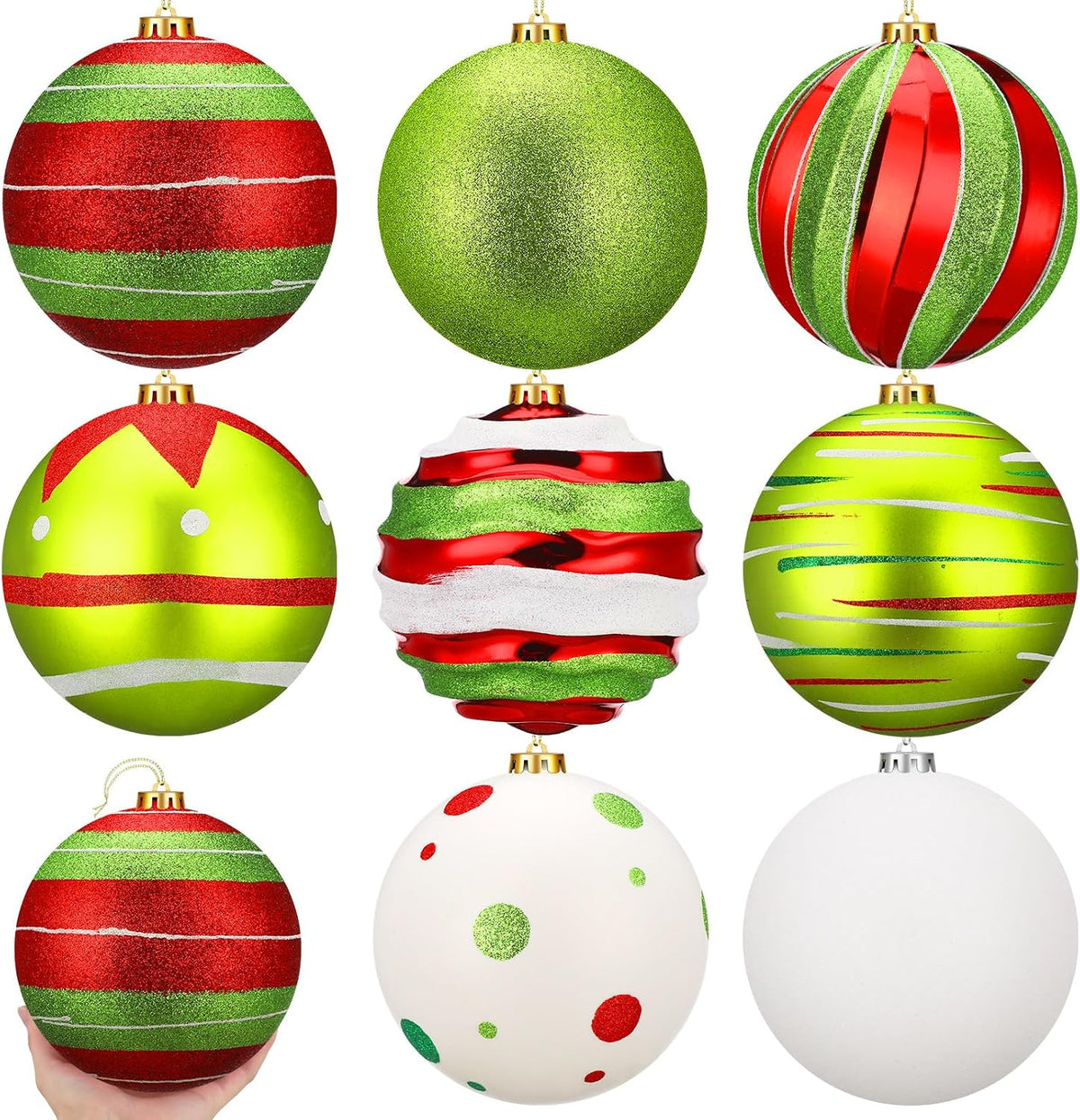 Wettarn Juego de 8 adornos grandes de Navidad de 6 pulgadas con pur...