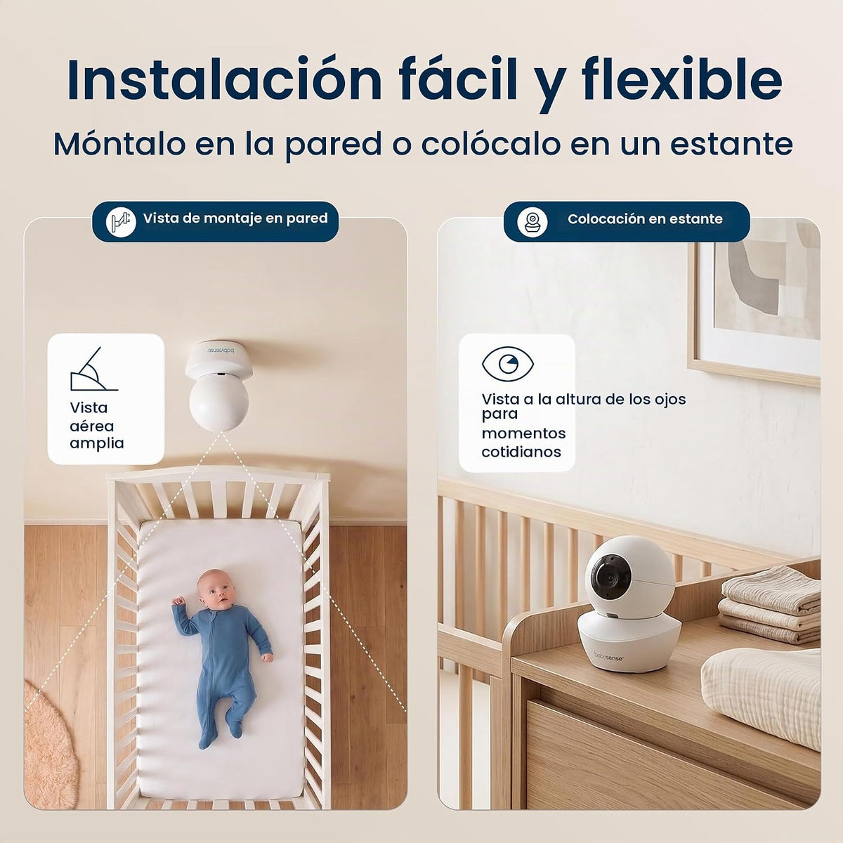 Babysense Cámara complementaria de repuesto para monitor de bebé HD...