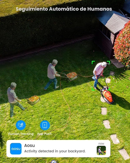 aosu 3K 5MP Cámara de seguridad solar inalámbrica PTZ al aire libre...