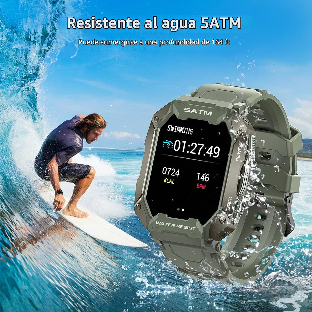 AMAZTIM Relojes inteligentes para hombres y mujeres 5ATM e IP69K |...