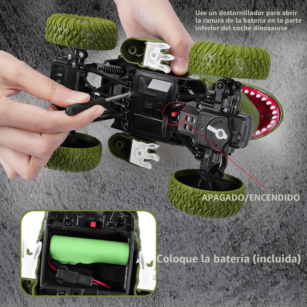 YEZI Coche de dinosaurio a control remoto para niños y niños, camió...
