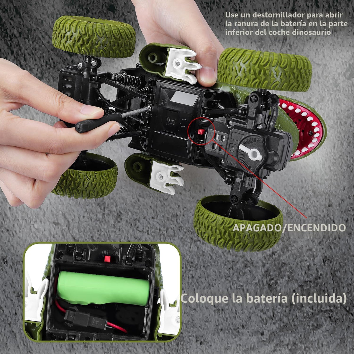 YEZI Coche de dinosaurio a control remoto para niños y niños, camió...