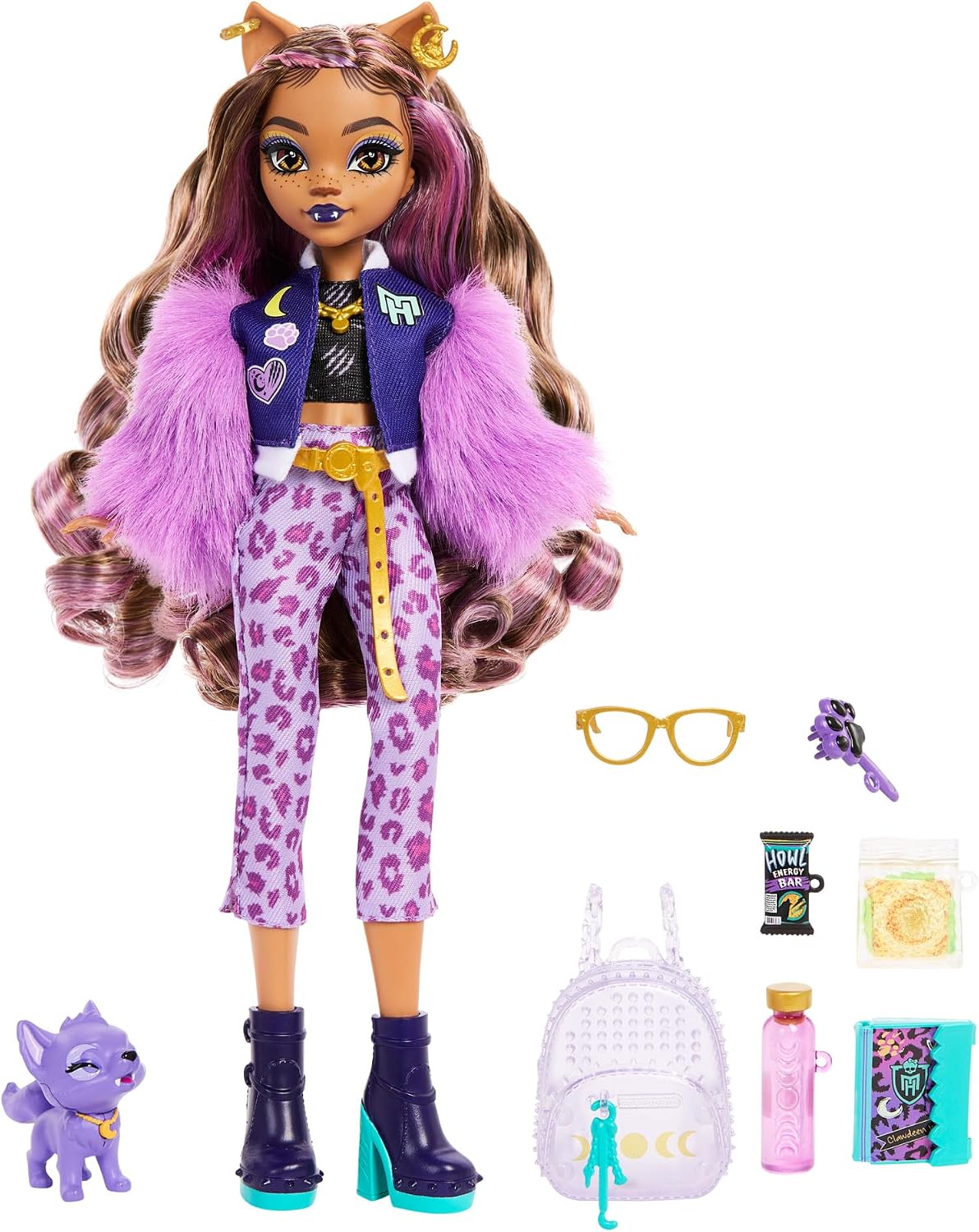 Monster High Clawdeen Wolf Doll con chaqueta peluda | Hombre lobo e...
