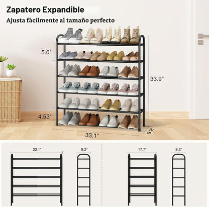 STO STO Zapatero Expandible, Zapatero Metálico de 5 Niveles para Ar...
