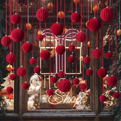 Relaxgiant 36 bolas de Navidad para techo, terciopelo burdeos | Tam...