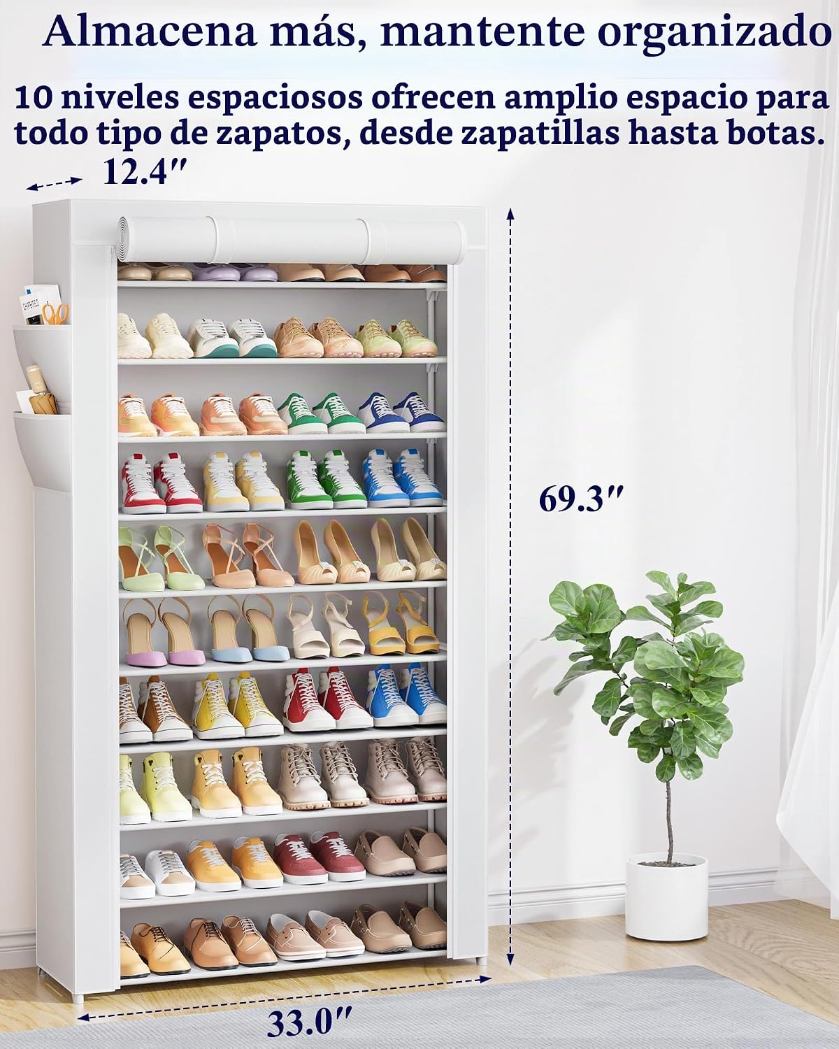 Kitsure - Organizador de zapatos de gran capacidad con bolsillo lat...