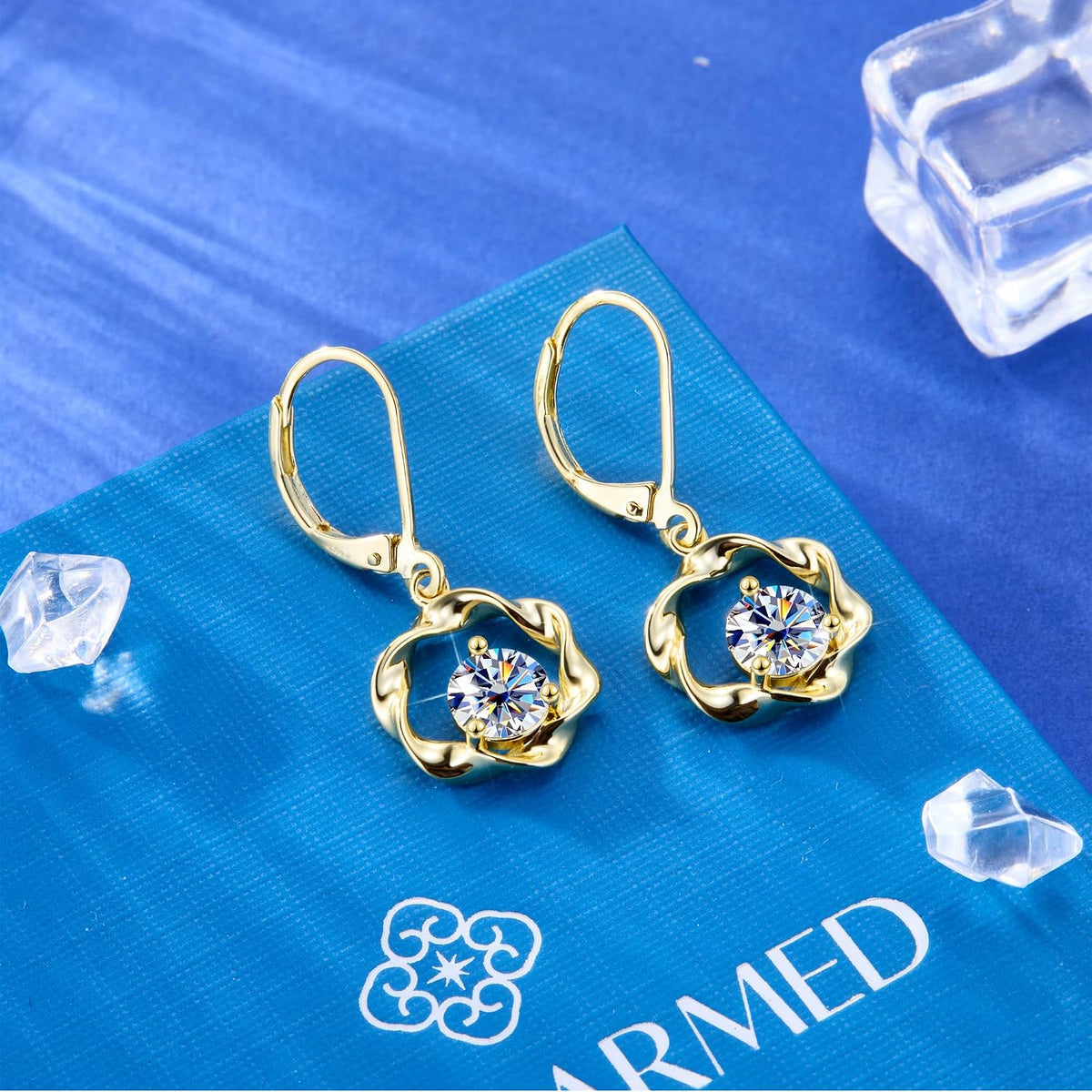 Aretes colgantes de moissanita de 2 quilates para mujer, aretes Mob...