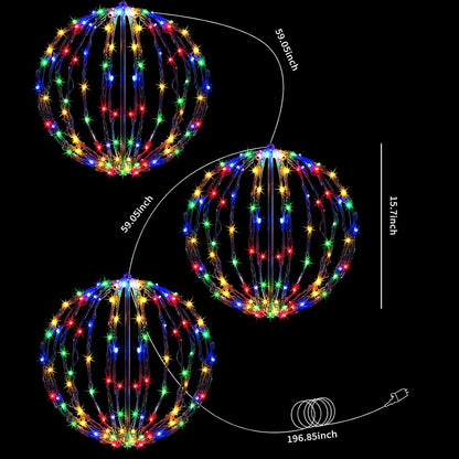 Paquete de 3 bolas de luz de Navidad, decoración de esfera plegable...