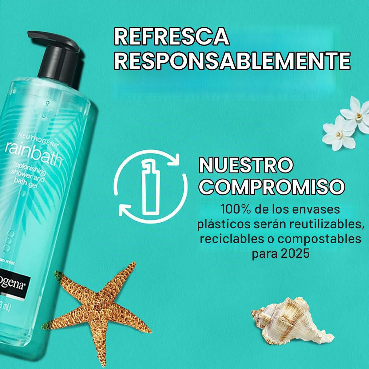 Gel de ducha y baño refrescante de Neutrogena, tamaño de viaje, 1 o...