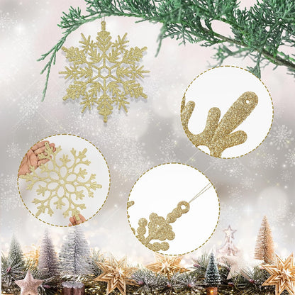 12 adornos grandes de copos de nieve de Navidad, adornos de copos d...